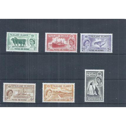 Falkland Islands stamps. 1955 etc QEII set MH SG 187 - 192 CV £40 (AP536)