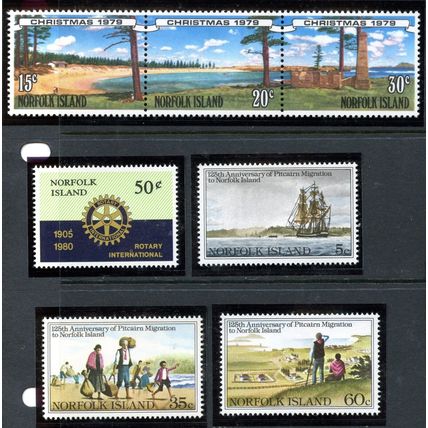 Norfolk Island 1979-82 sg223/7, 230/5, 252/3, 262/4, 296/303 - MNH - 4 scans