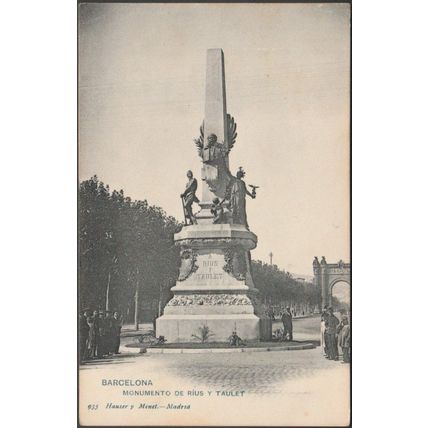 Monumento de Ríus y Taulet, Barcelona, 1911 - Hauser y Menet Tarjeta Postal