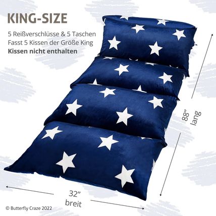 Floor Pillow Case Mattress Bed Lounger Cover Star Navy King Cozy Kids & Adults