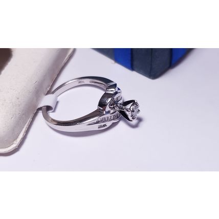 Estate 1/3ctw Natural Rd/Bg Diamond channel swirl 10Kt WG Engagement Ring #22298
