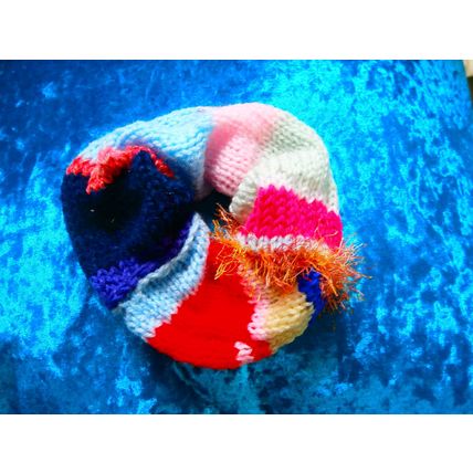 Hand Knitted Multi-coloured Scrunchie