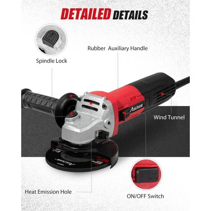 AVID POWER Angle Grinder, 7.5-Amp 4-1/2 Inch Electric Grinder Power Tools with G
