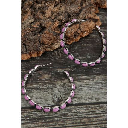 Bonbon Gem Inlay Retro C-shape Earrings