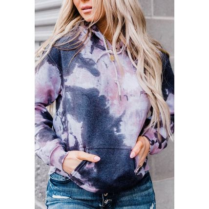 Multicolor Kangaroo Pocket Pullover Tie-dye Hoodie