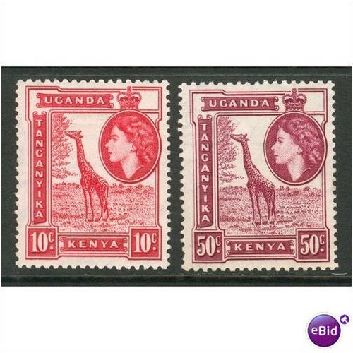 KUT stamps 1954 - SG 168/173 - Giraffe 10c - 50c MH