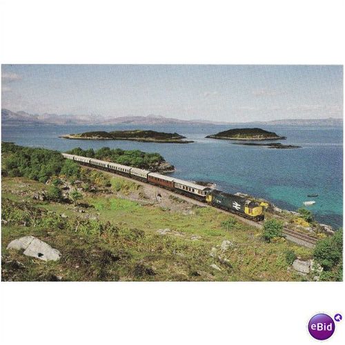 Railway Postcard BR Class 37 37414 Royal Scotsman 1988 Erbusaig Bay Diesel Loco