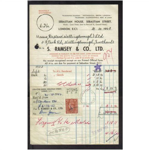 S. RAMSEY & CO LTD, SEBASTIAN ST , LONDON, EC1, 31/10/1952