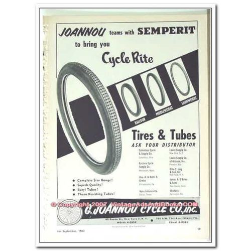 CYCLE RITE 1963 bicycle balloon light weight tires tubes vintage ad