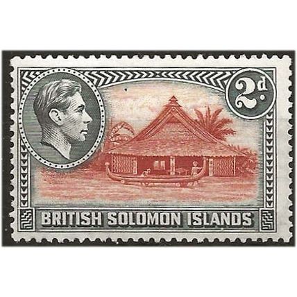 Solomon Islands 1939 SG63 2d Orange-Brown & Black Perf 13.5 Mounted Mint ..