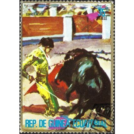 EQUATORIAL GUINEA, Bullfight, red 1975, 35Ek