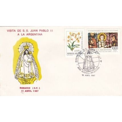 Argentina 1987 Rosario Visit of Pope John Paul FDC special cancel Unaddressed
