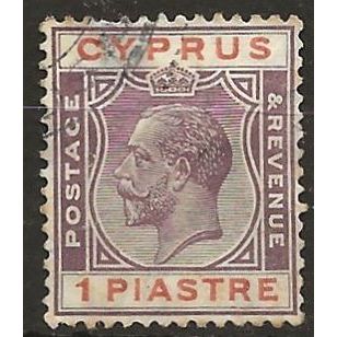 Cyprus 1924 SG106 1pi Purple & Chestnut Fine Used . .