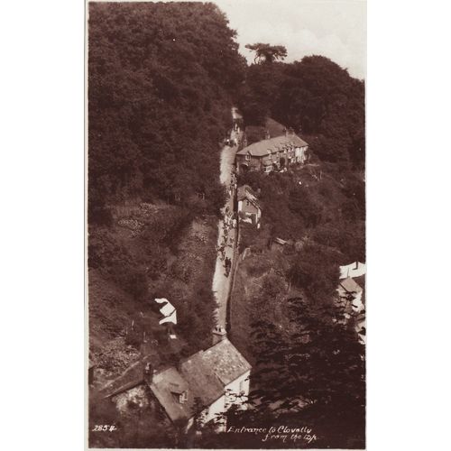 Vintage Sepia RP Postcard Entrance to Clovelly from Top Devon EA Sweetman
