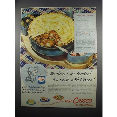 1949 Crisco Shortening Ad - Thrifty Dinner Pie recipe