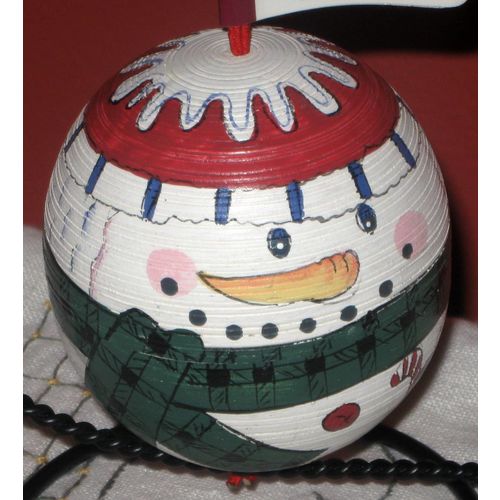 Christmas Ornament - Painted Round Bulb Style SNOWMAN