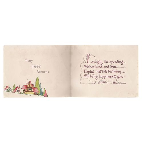 HAPPY BIRTHDAY unused greetings paper card 1940/50s? 115 x 90 mm closed #
