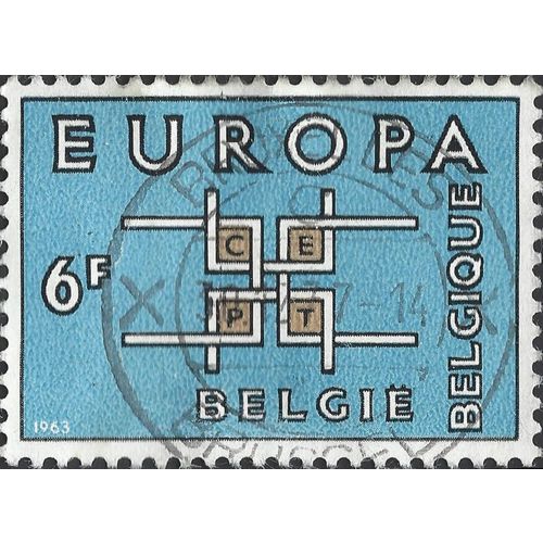 BELGIUM, Europa, CEPT grid, blue 1963, 6F, #3