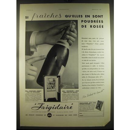 1934 Frigidaire Refrigerator Ad - in French - Si fraiches qu'elles en sont