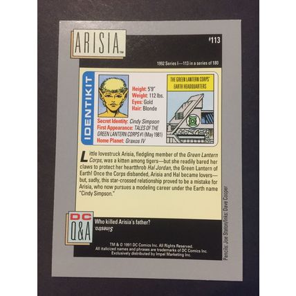 DC Cosmic Cards trading card #113-Arisia, excellent condition!