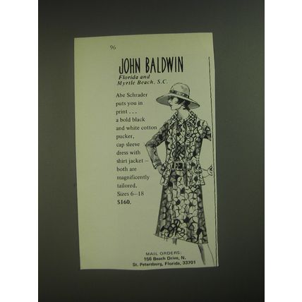 1974 John Baldwin Abe Schrader Dress and Shirt Jacket Advertisement