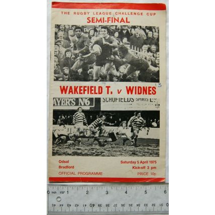 1975 programme Wakefield Trinity v. Widnes, Challenge Cup semi-final