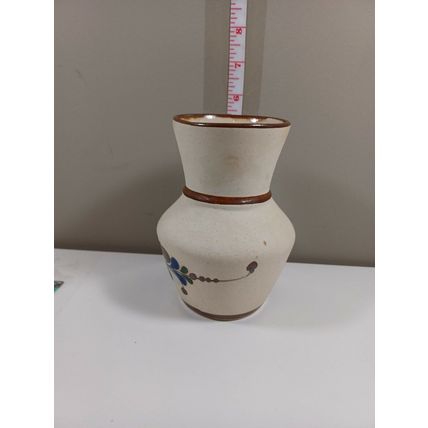 Mexican Pottery Sandstone Vase - Floral Design - Vintage 5-1/2 inches