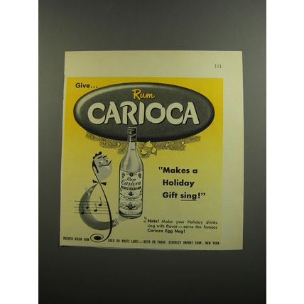 1952 Rum Carioca Ad - Makes a holiday gift sing