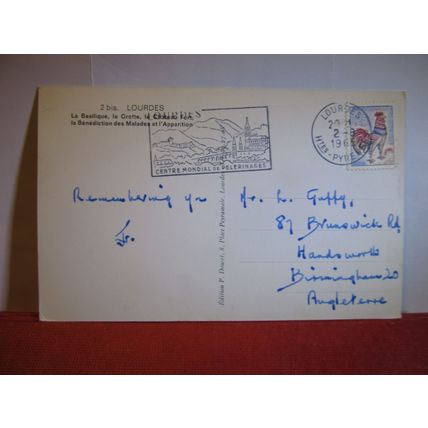 LOURDES, FRANCE multiview used vintage postcard 1965 pm =