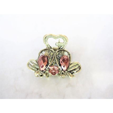 Small mini rose gold/copper tone metal hair claw clip