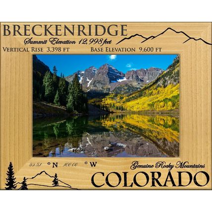 Breckenridge Colorado Laser Engraved Wood Picture Frame Landscape (5 x 7)