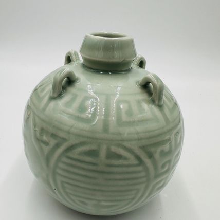 Antique Spirit Pot Chinese Celadon Ceramic Pouring Jug Green Glossy Round