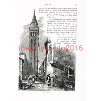 Campo San Polo, Venice, Italy, Book Illustration (Print), c1875