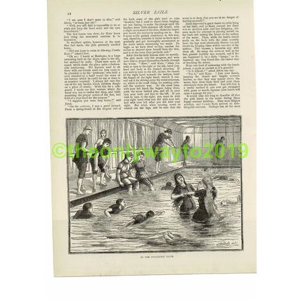 Victorian Girls at Swimming Baths, Book Illustration (Print), 1881/2