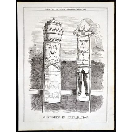 FIREWORKS IN PREPARATION 1856 Ferdinand King of Naples PUNCH CARTOON PAGE