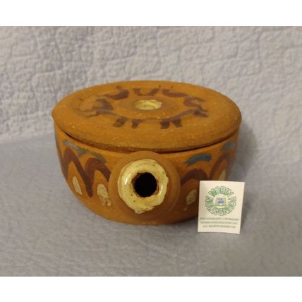 STONEWARE TERRACOTTA COVERED SOUP or CHILI BOWL SIGNED HALINA