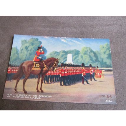 Valentines Postcard -Queen Trooping the colour - Artist Conrad Leigh