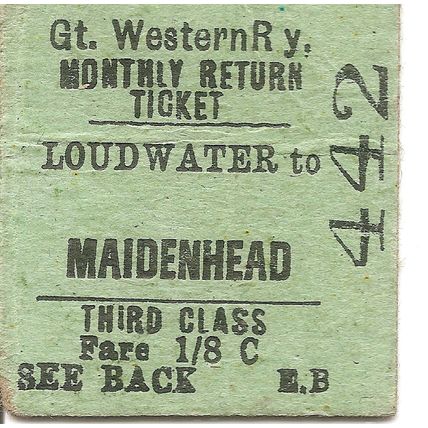 G.W.R. Edmondson Ticket - Loudwater to Maidenhead