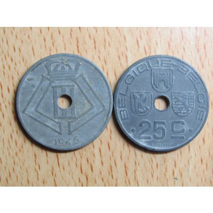 Belgium 1946 25 Centime Belgique (French Text) Coin