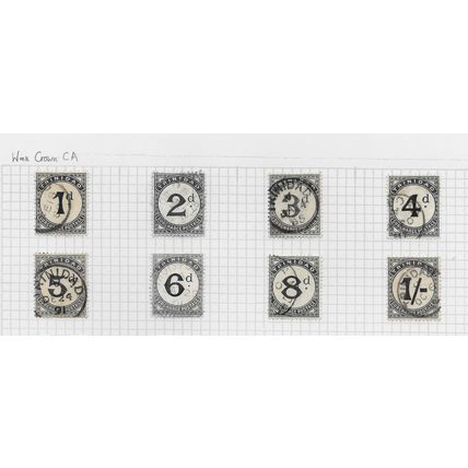 TRINIDAD & TOBAGO 1885 POSTAGE DUE 8 STAMPS SGD2 - SGD9 USED WMK CA SGD7 SGD5
