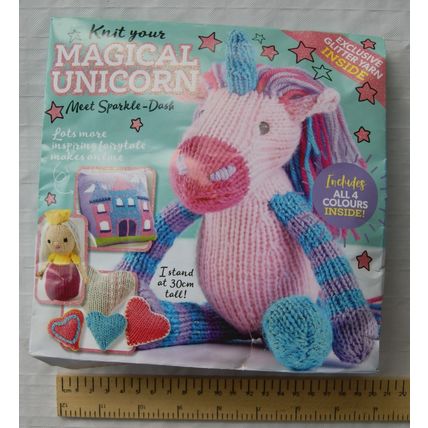 Meet Sparkle-Dash. Knit your Magical Unicorn, 30cm. Yarn & instructions.