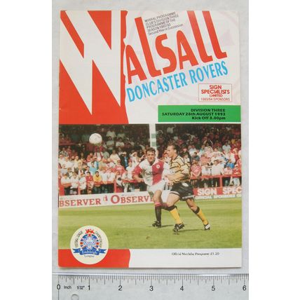 1993 programme Walsall v. Doncaster Rovers