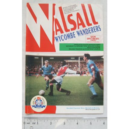 1994 programme Walsall v. Wycombe Wanderers