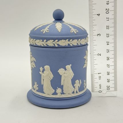 Wedgwood Jasperware Blue England Round LIDDED Trinket Box OLYMPUS TOBACCO JAR