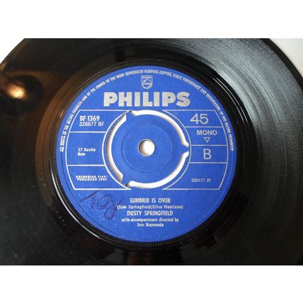 7" 1964. DUSTY SPRINGFIELD. LOSING YOU ,SUMMER IS OVER,PHILIPS,BF1369.NEAR MINT
