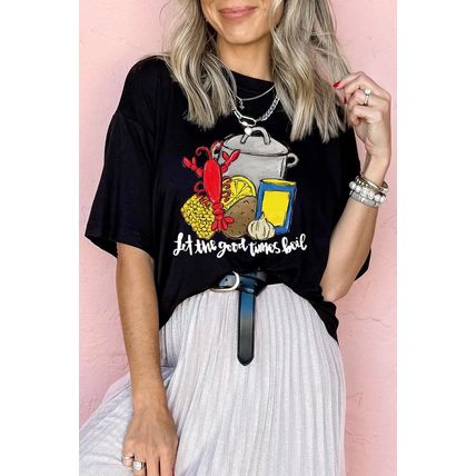 Black let the good time boil Fashion Graphic Tee