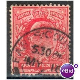 GB stamps 1902-10 KEV11 - 1d SG219 Earls Court 2