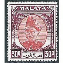 Selangor 1955 SG104 30c Scarlet & Purple Mounted Mint .. ..