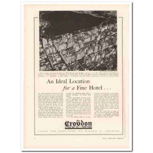 croydon hotel 1933 ideal location e 86 street madison ave vintage ad