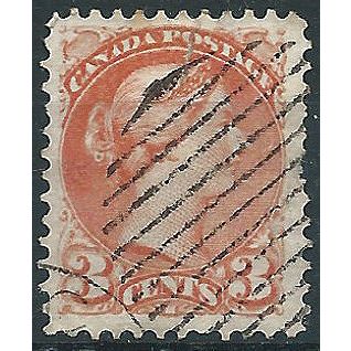 Canada 1876 SG83 3c Orange-Red Good+/Fine Used . . ..